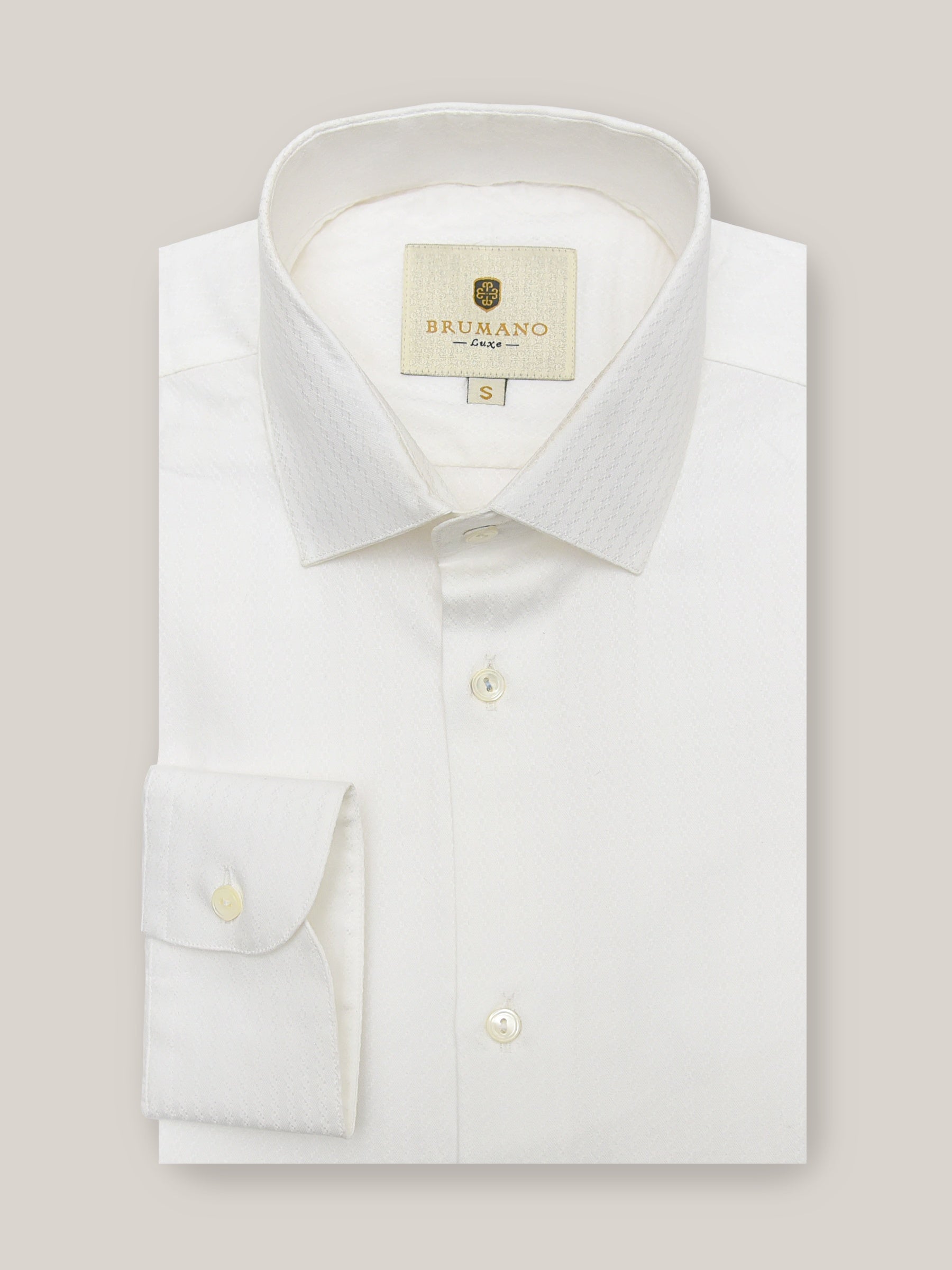 White Herringbone Formal Shirt