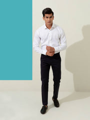 White Herringbone Formal Shirt