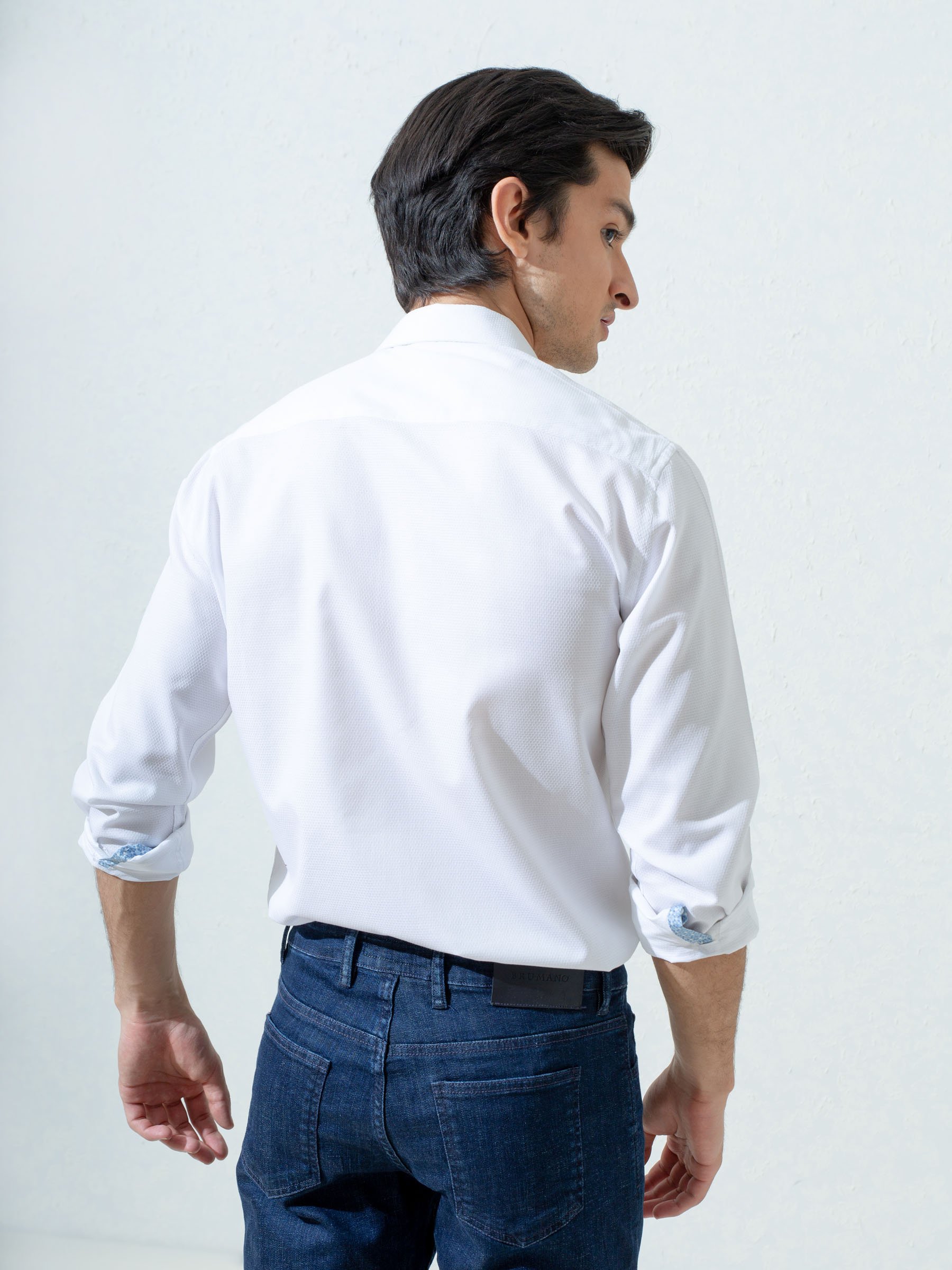 White Honeycombed Structured Formal Shirt