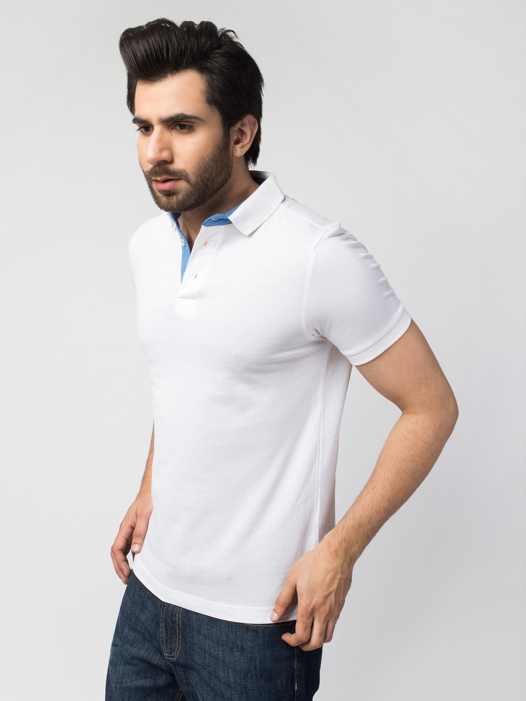 Slim-Fit White Pima Polo Shirt
