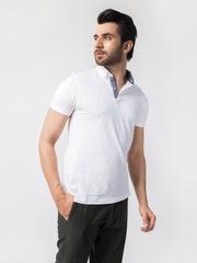 White Pima Polo With Contrasting Details