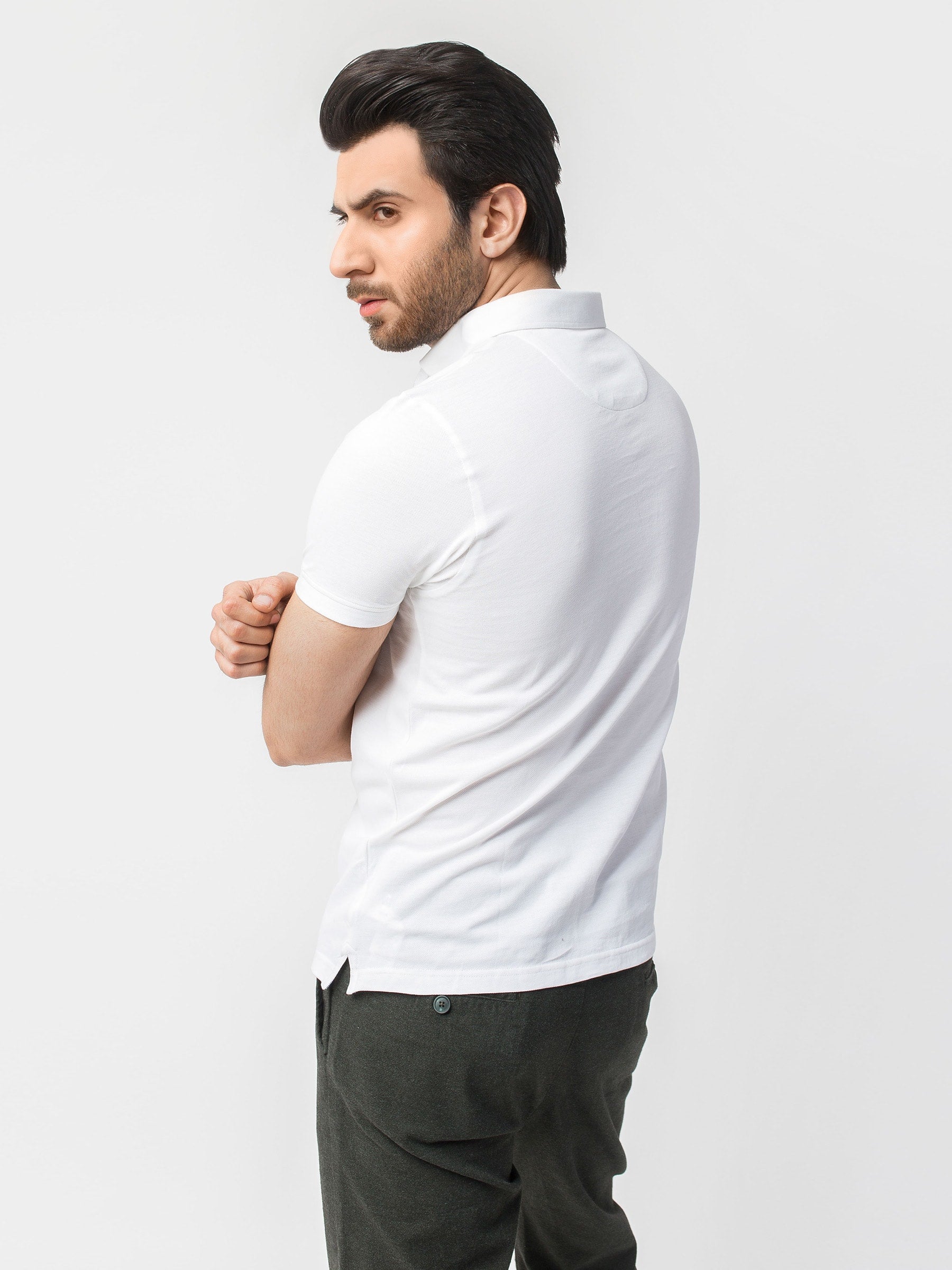 White Pima Polo With Contrasting Details