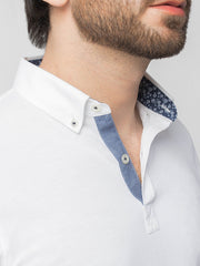White Pima Polo With Contrasting Details