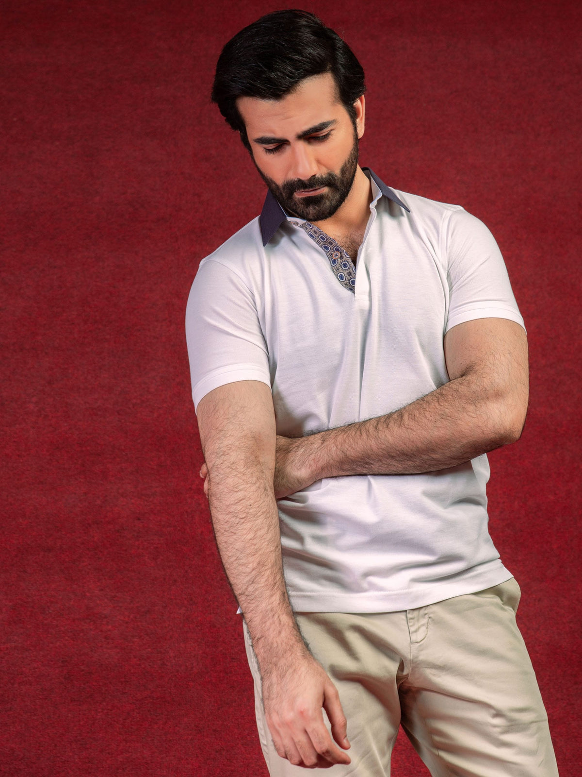 White Pima Polo With Detailing