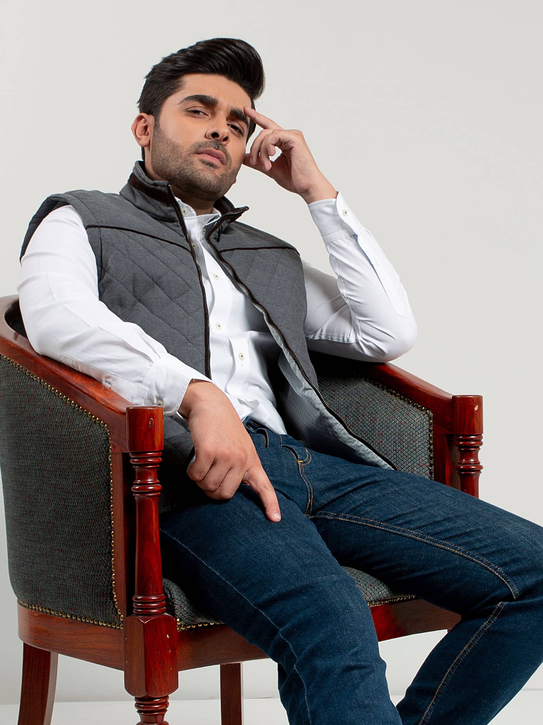 Grey Structured Quilted Sleeveless Jacket