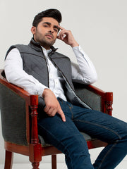 Grey Structured Quilted Sleeveless Jacket