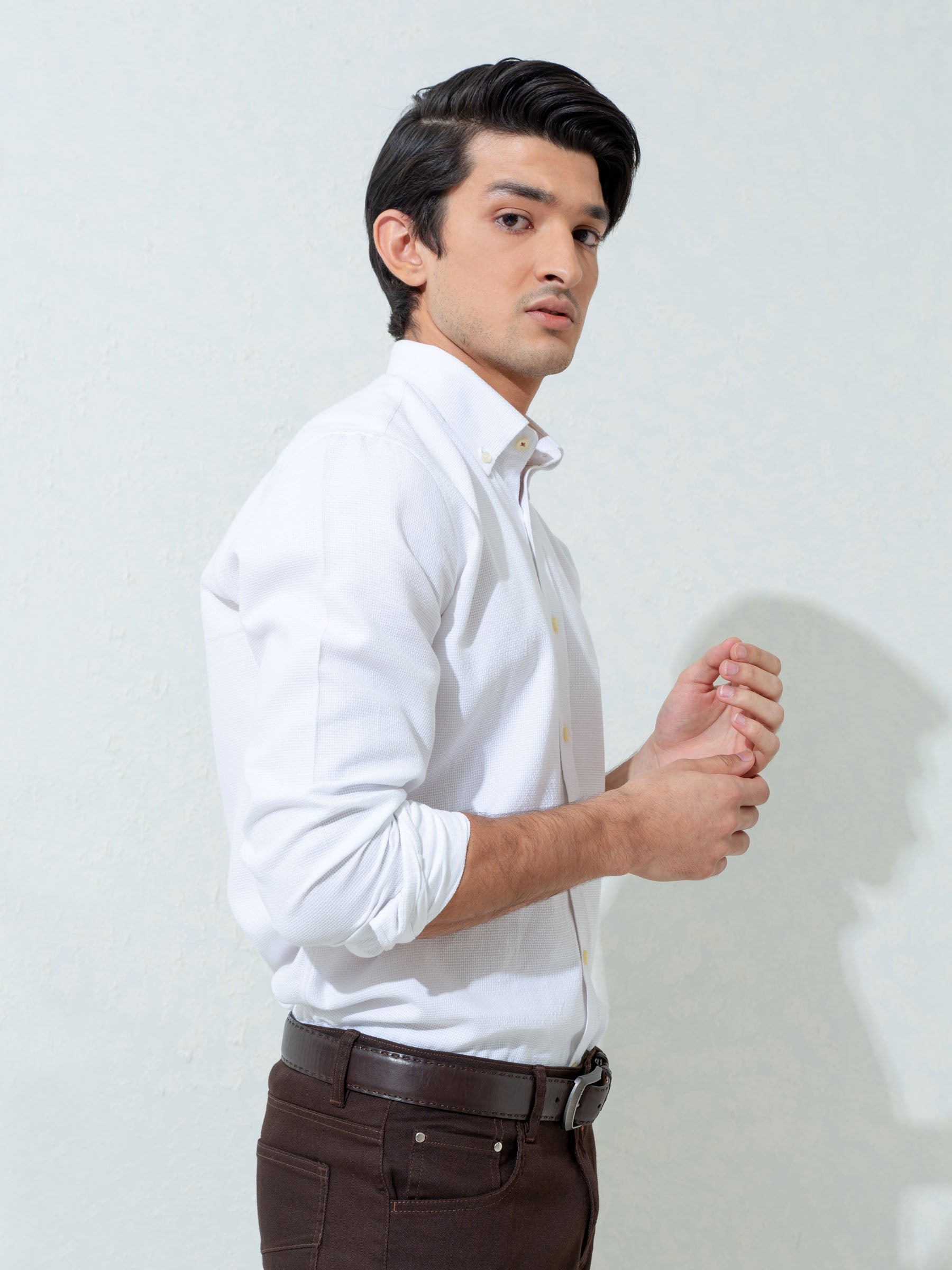 White Structured Button Down Shirt