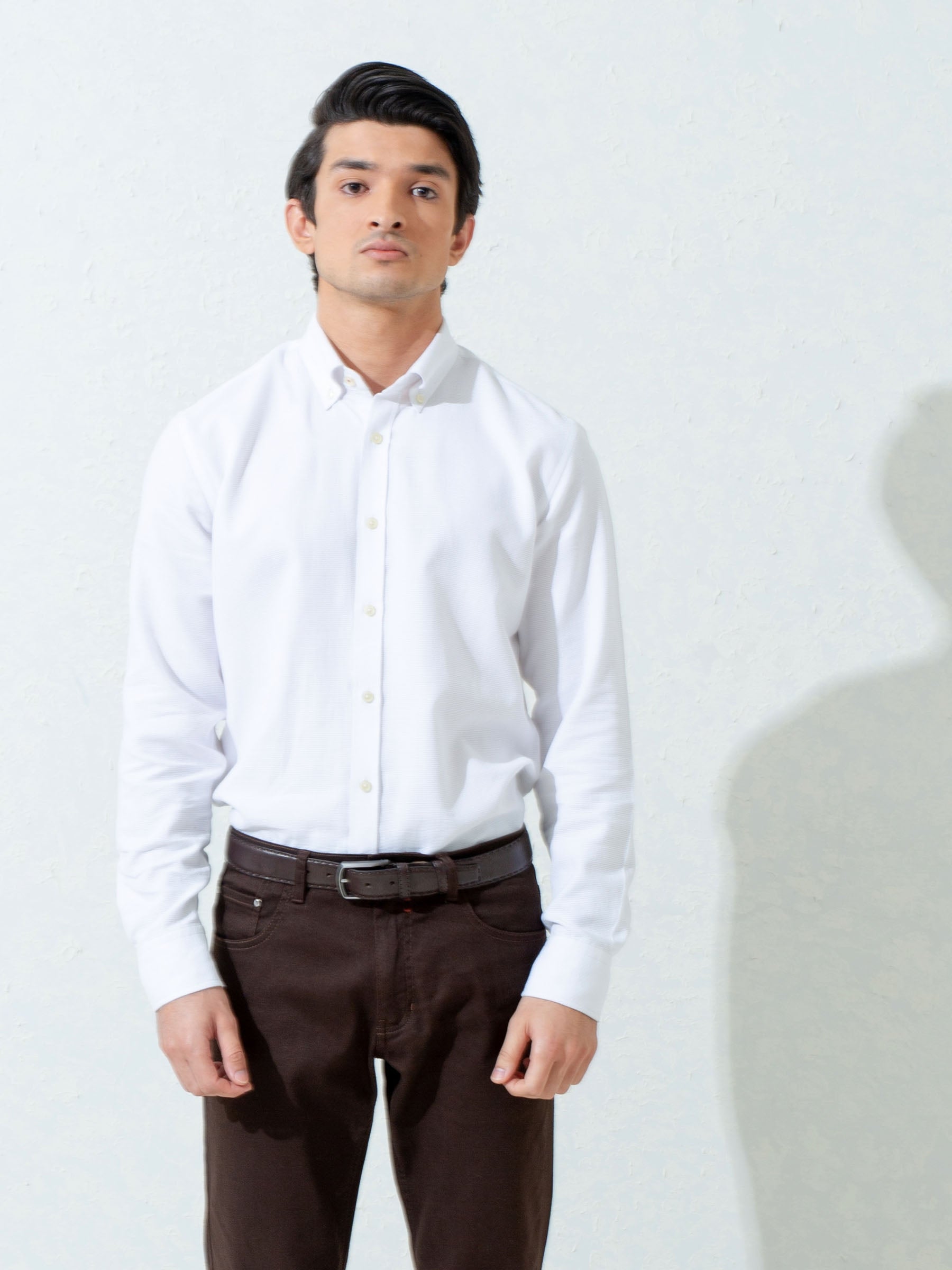 White Structured Button Down Shirt