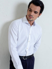 White Structured Shirt With Printed Detailing