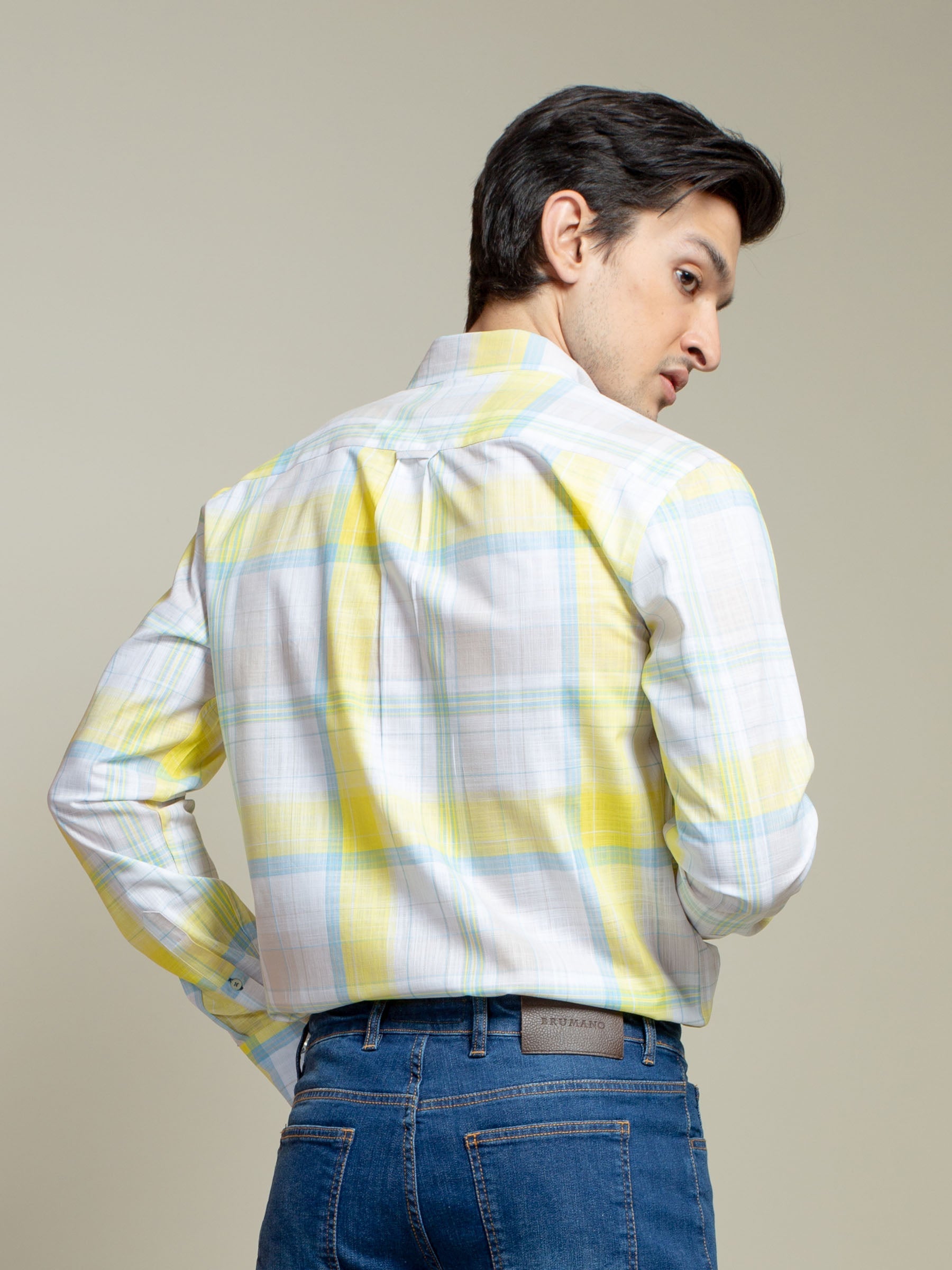 White & Yellow Light Weight Checkered Shirt