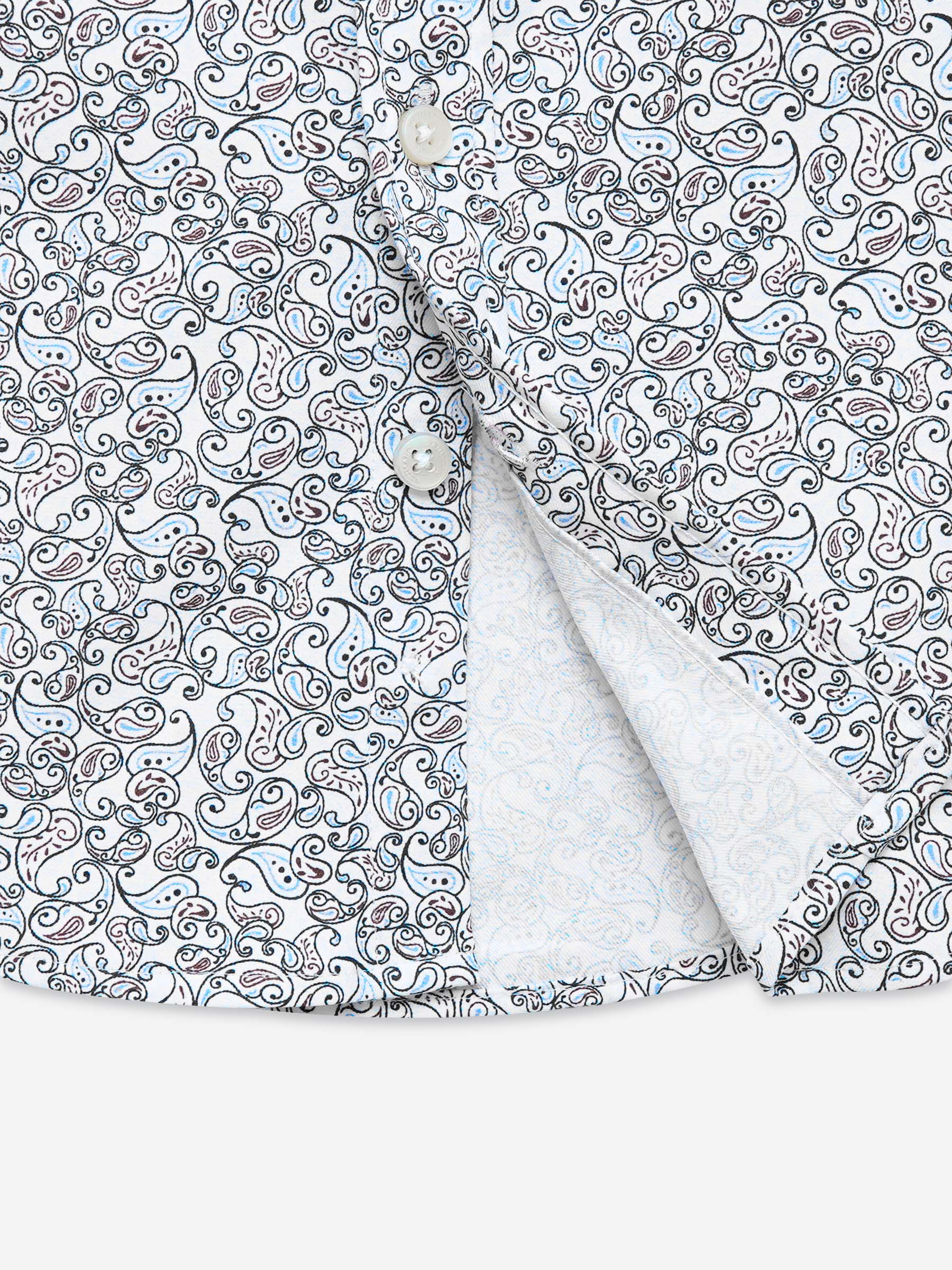 White & Blue Paisley Printed Long Sleeve Shirt - Junior