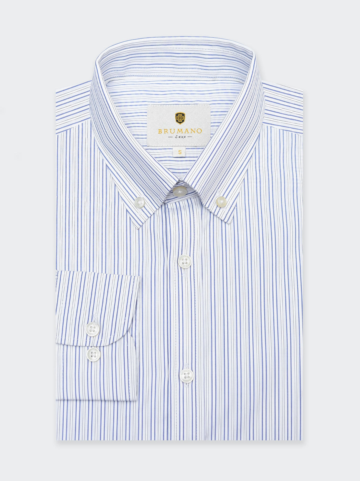 White & Blue Striped Button Down Formal Shirt - Luxe