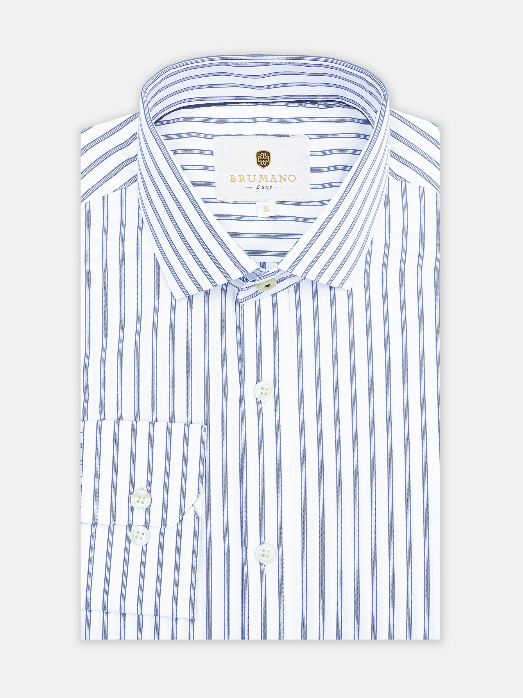 White & Blue Striped Super Fine Shirt - Luxe