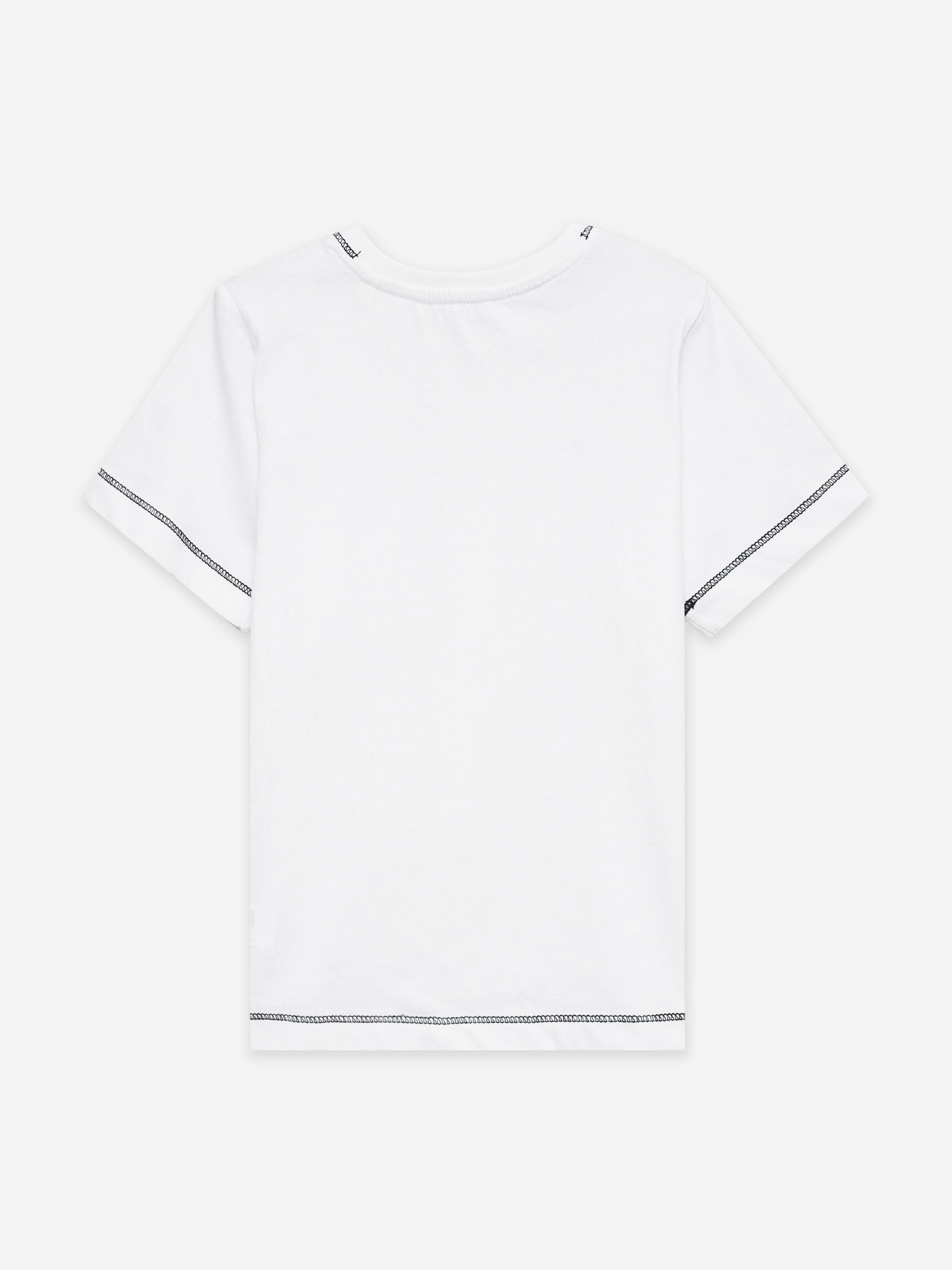White Casual Crew Neck T-Shirt With Stitch Detailing - Junior