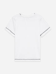 White Casual Crew Neck T-Shirt With Stitch Detailing - Junior