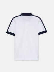 White & Navy Blue Raglan Sleeve Polo - Junior