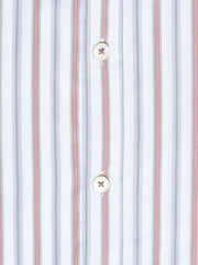 White & Orange Striped Formal Shirt