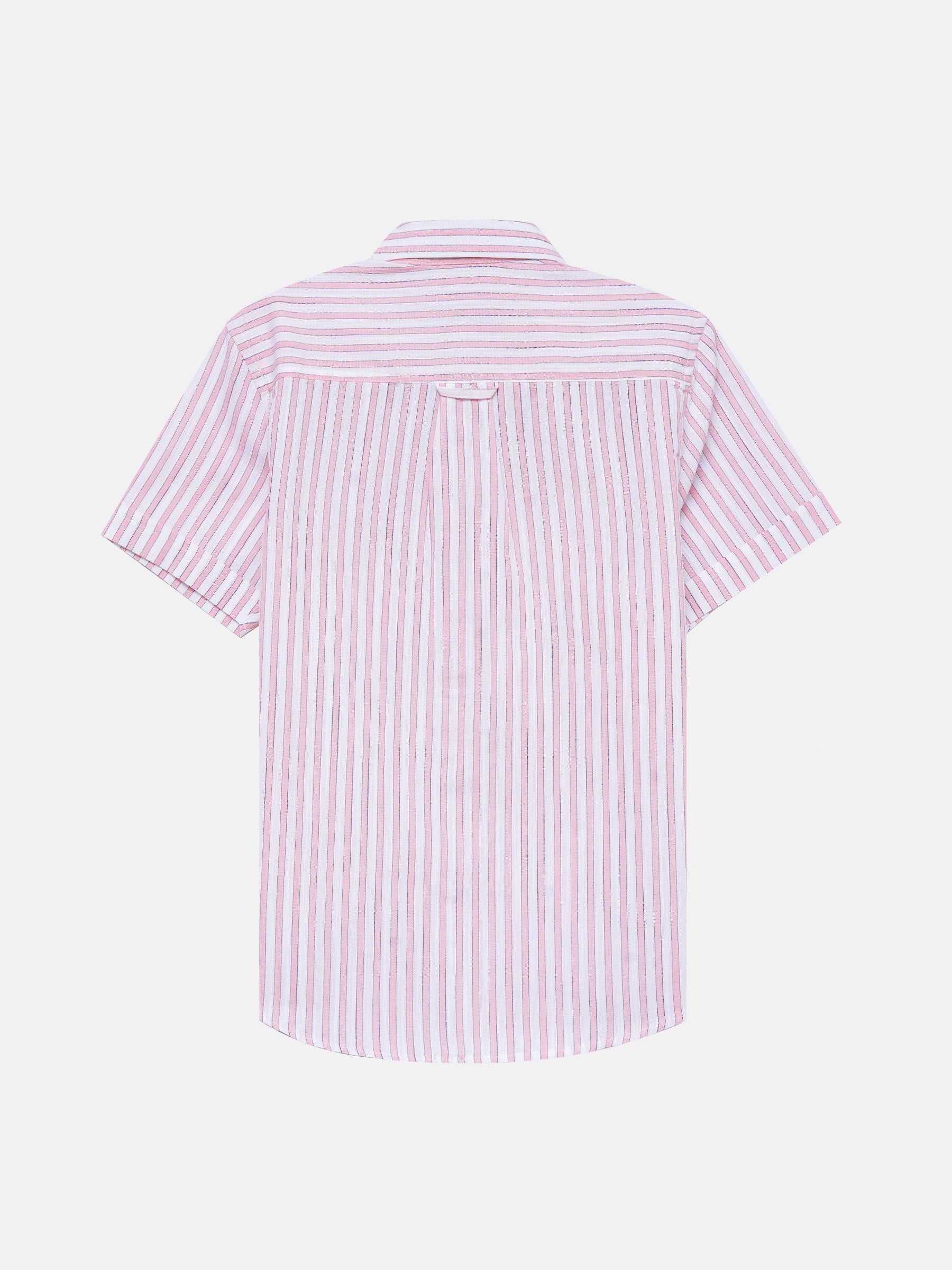 White & Pink Striped Half Sleeve Shirt - Junior