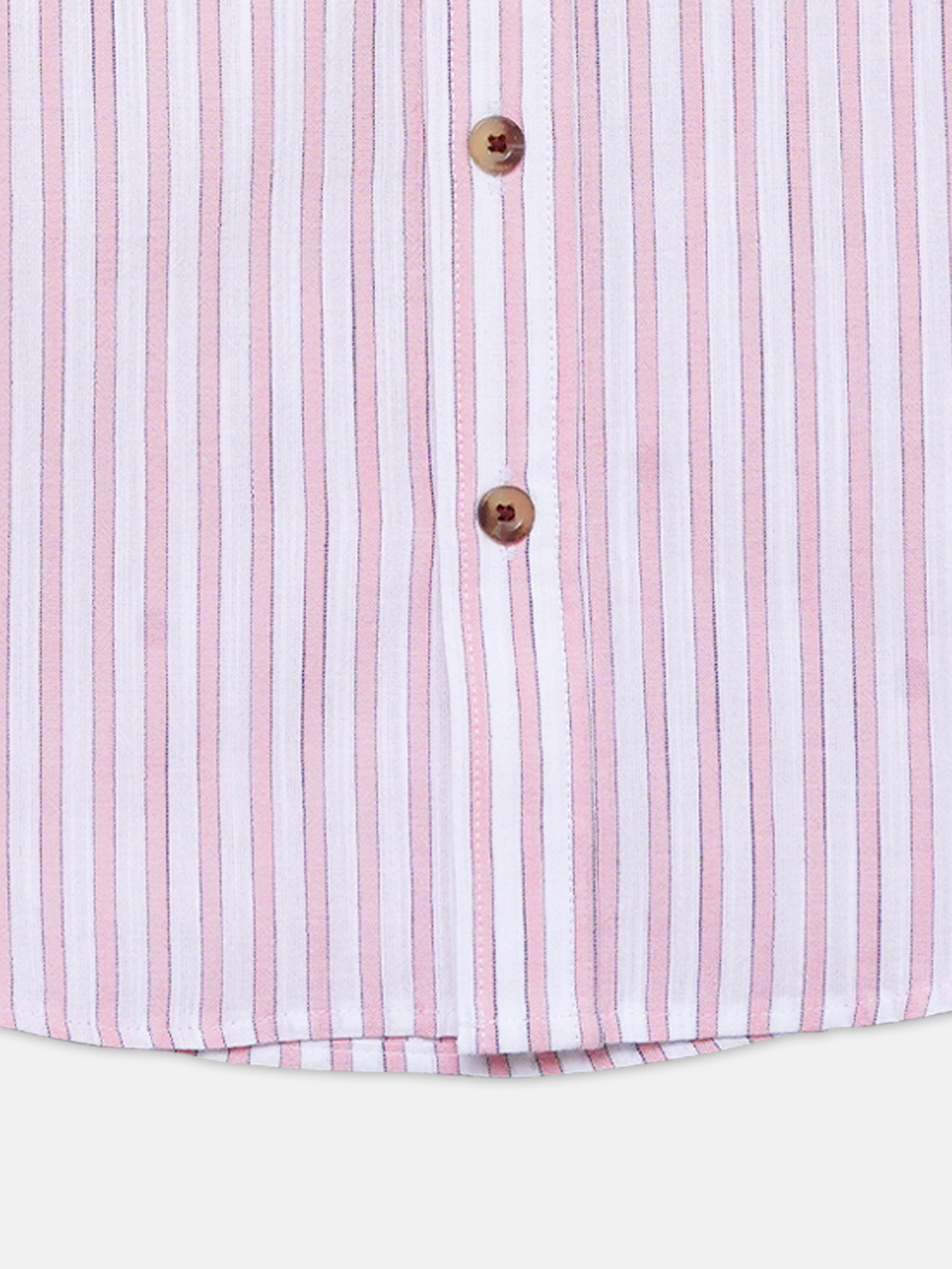 White & Pink Striped Half Sleeve Shirt - Junior