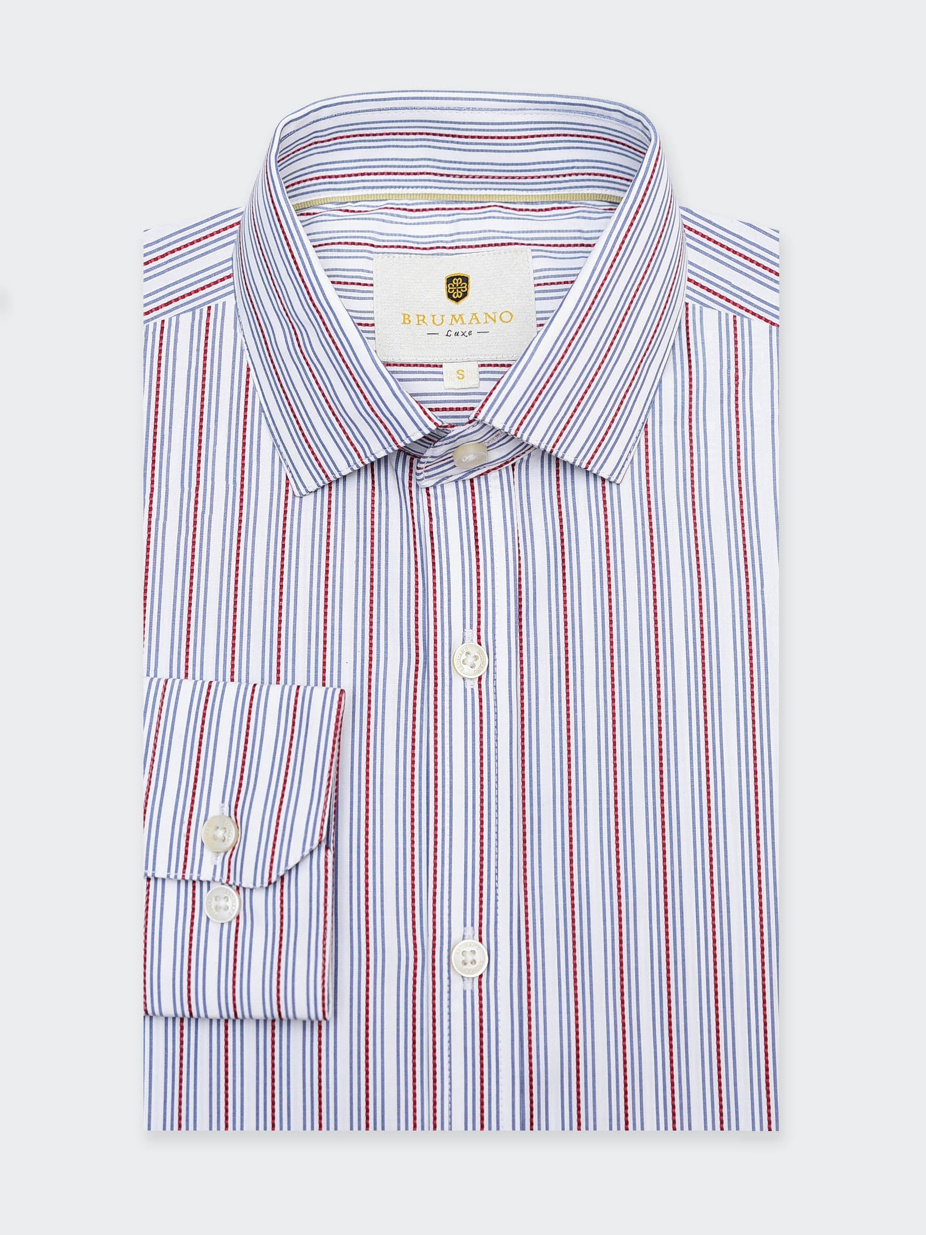White & Red Structured Formal Shirt - Luxe