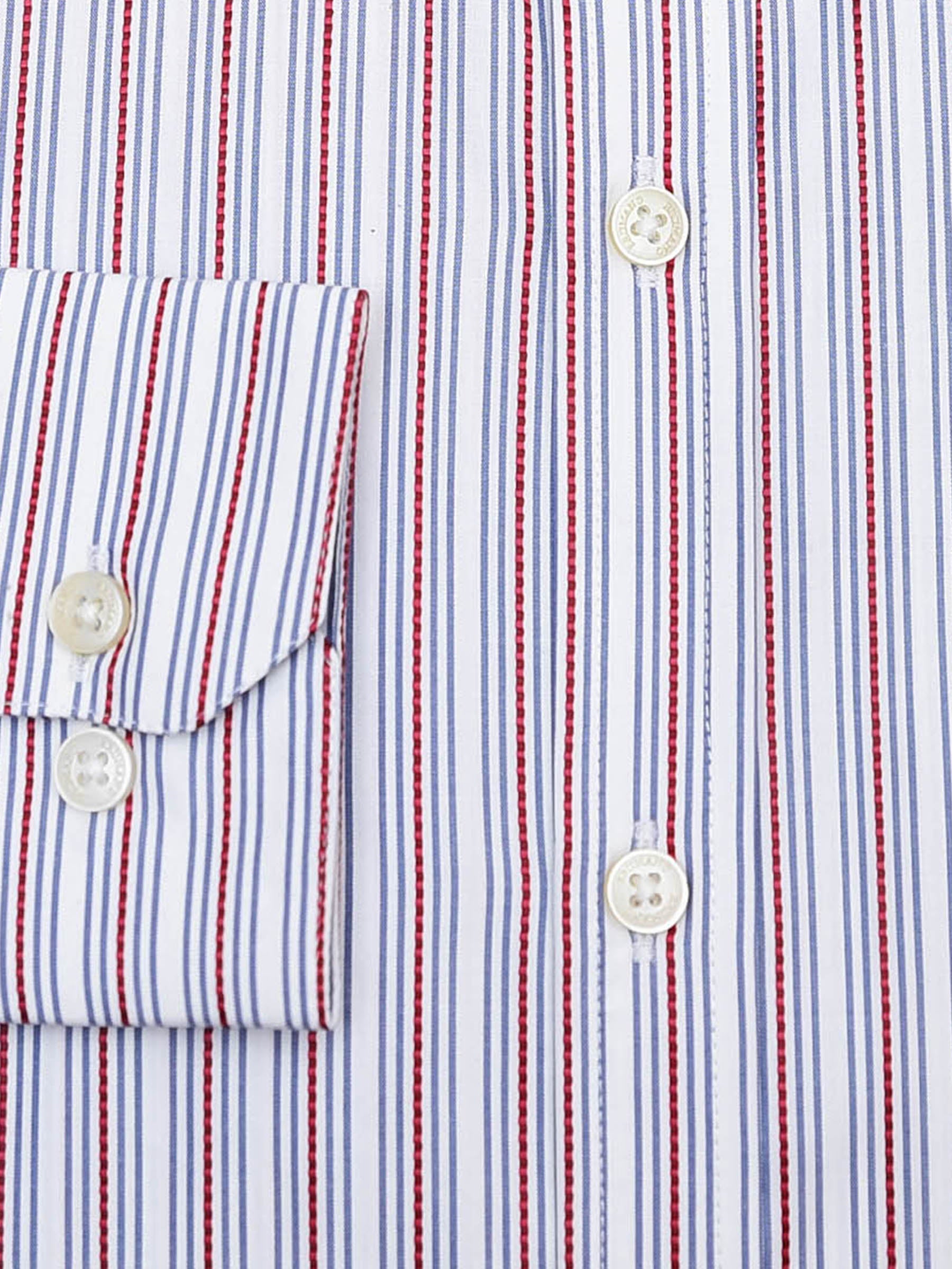 White & Red Structured Formal Shirt - Luxe