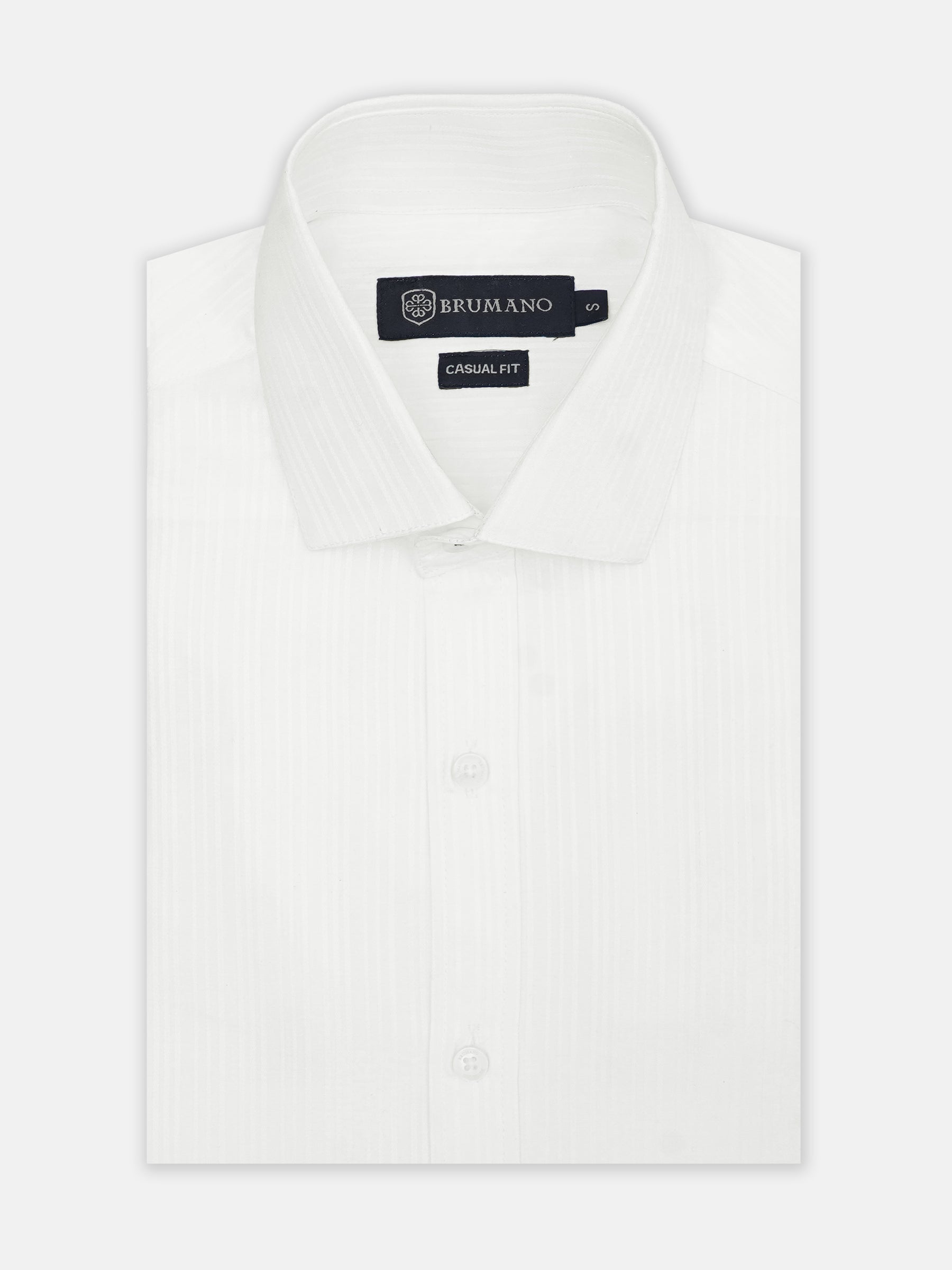 White Self Striped Formal Shirt
