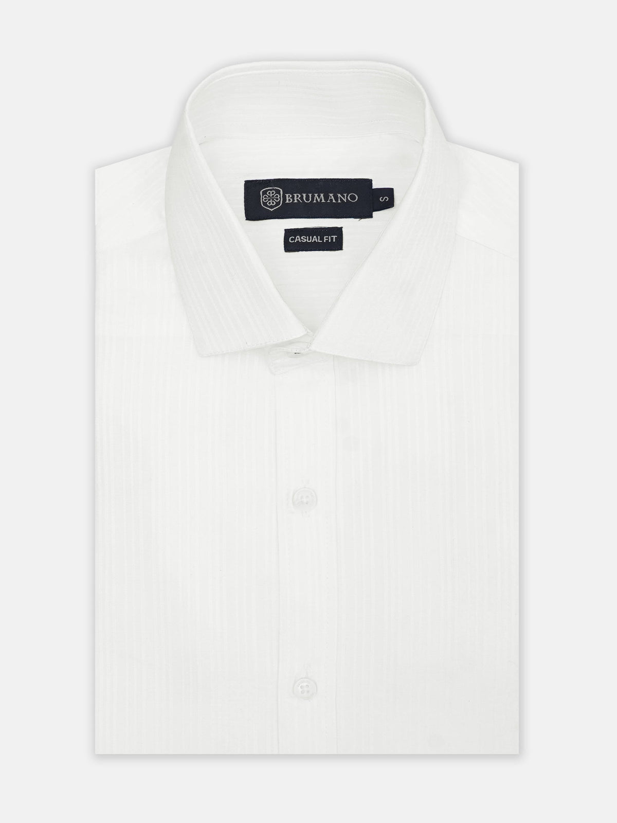 White Self Striped Formal Shirt