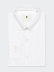 White Structured Subtle Printed Button Down Shirt - Luxe