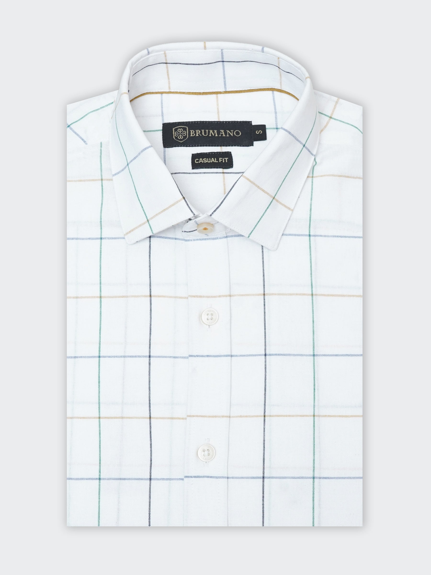 White Windowpane Checkered Formal Shirt
