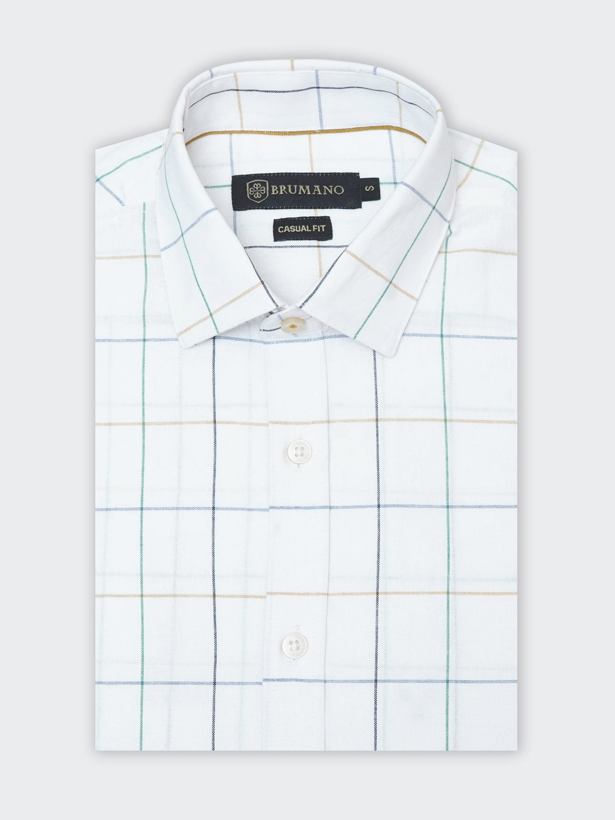 White Windowpane Checkered Formal Shirt