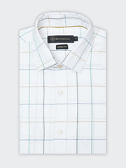 White Windowpane Checkered Formal Shirt