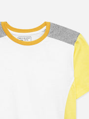 White & Yellow T-shirt With Contrasting Rib - Junior