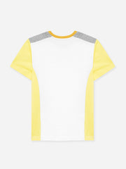 White & Yellow T-shirt With Contrasting Rib - Junior
