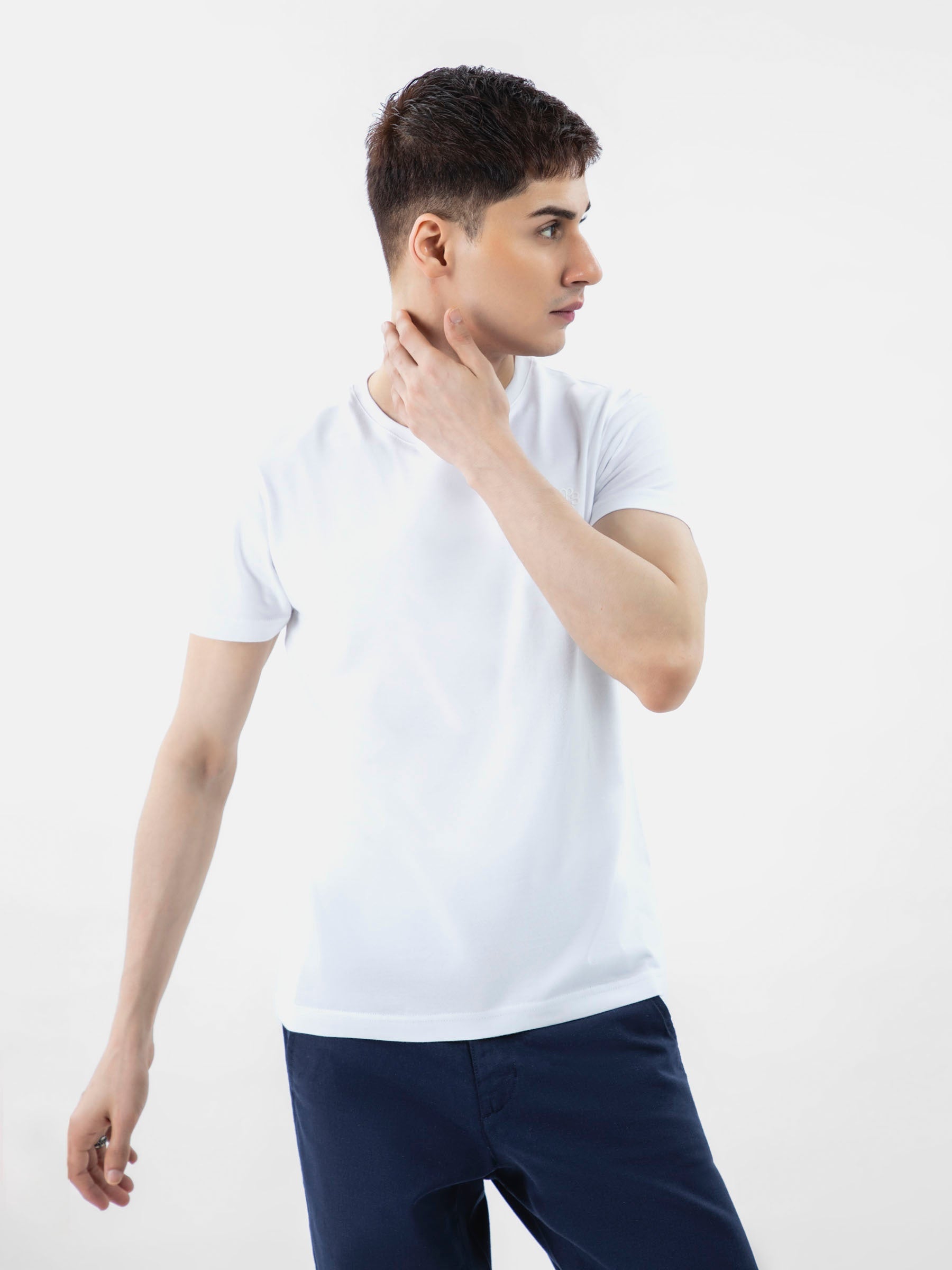 White 100% Combed Cotton Crew Neck T-Shirt