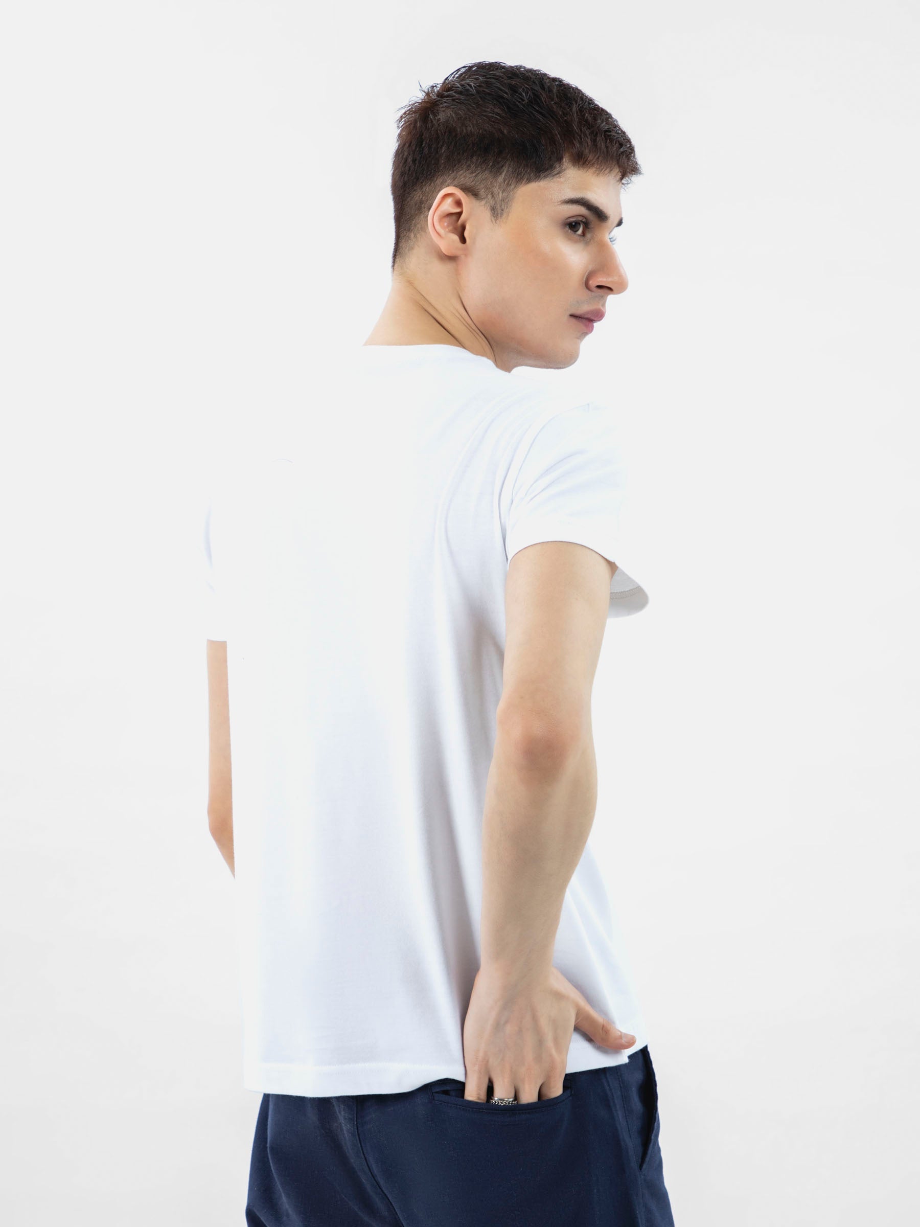 White 100% Combed Cotton Crew Neck T-Shirt