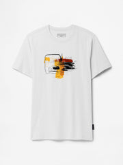 White Abstract Graphics Printed T-Shirt