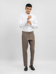 White Button Down Shirt With Beige Elbow Patch