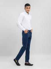 White Button Down Shirt With Printed Collar Detailing
