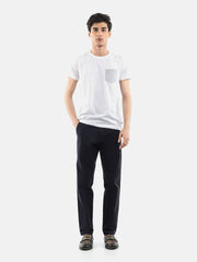 White Crew Neck T-Shirt With Printed Pocket