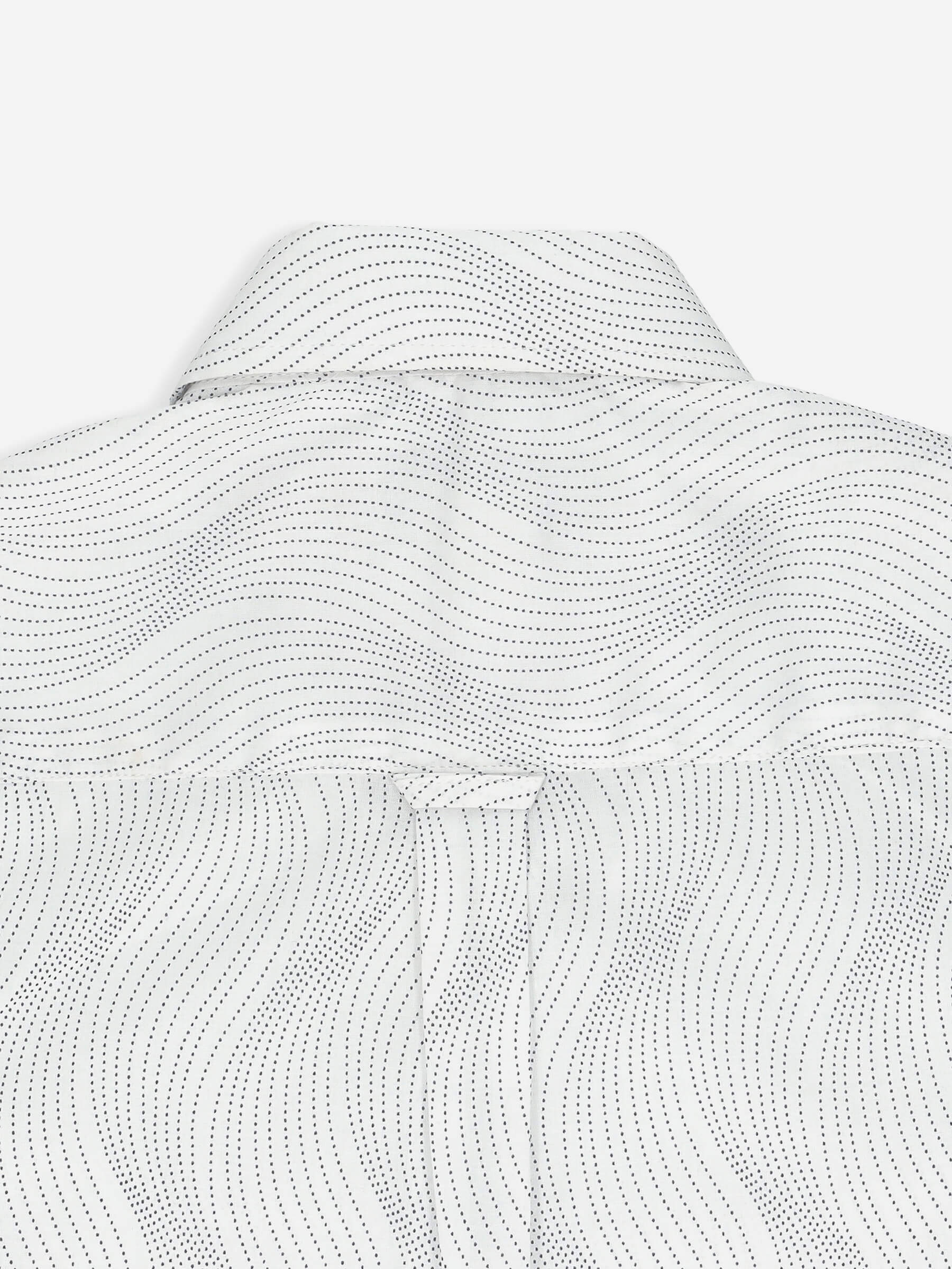 White Geometric Printed Half Sleeve Shirt