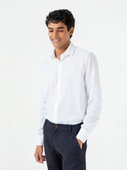 White Herringbone Light Weight Formal Shirt
