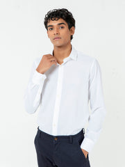 White Herringbone Light Weight Formal Shirt