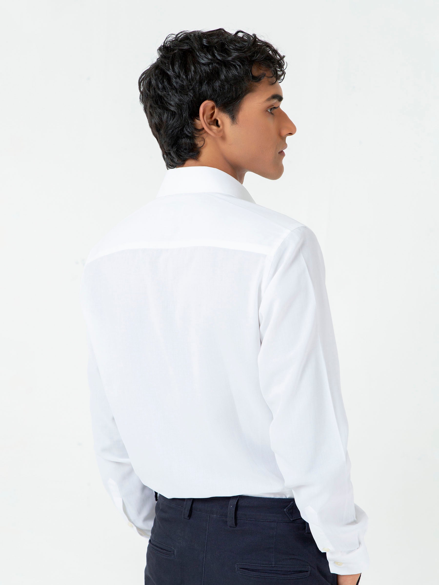White Herringbone Light Weight Formal Shirt