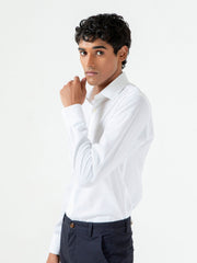 White Herringbone Light Weight Formal Shirt