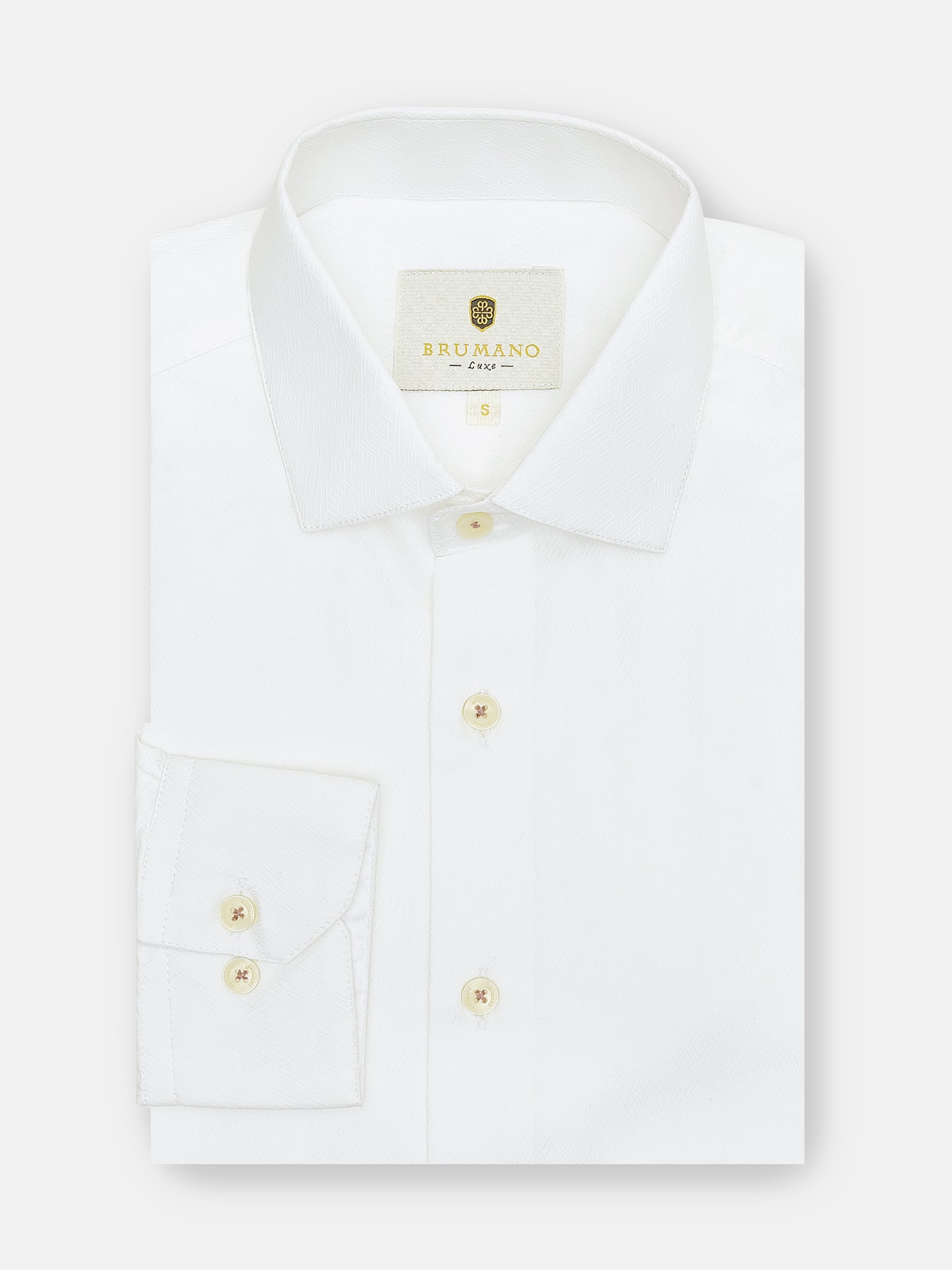 White Jacquard Patterned Formal Shirt - Luxe