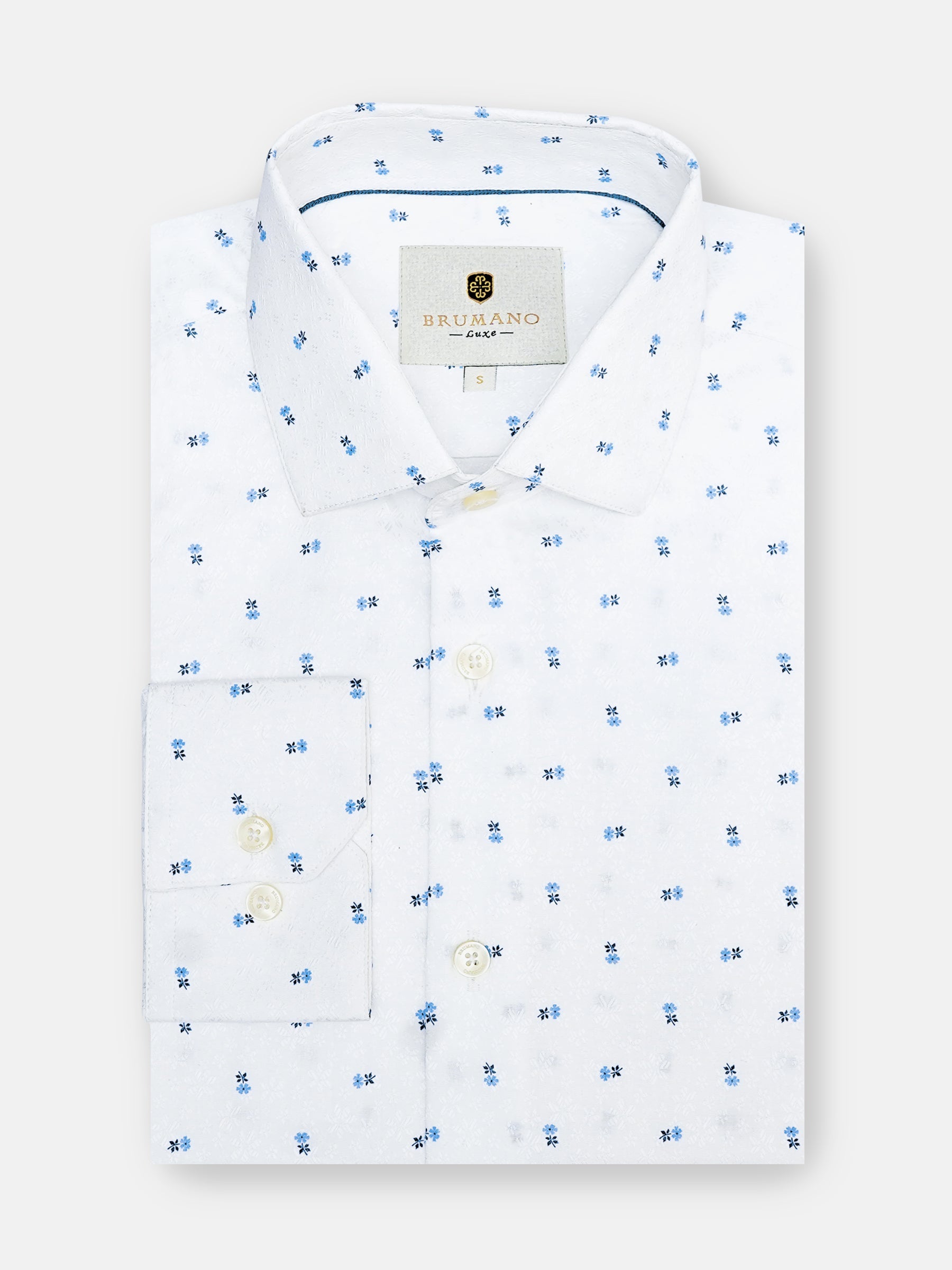 White Jacquard Patterned Printed Shirt - Exclusive