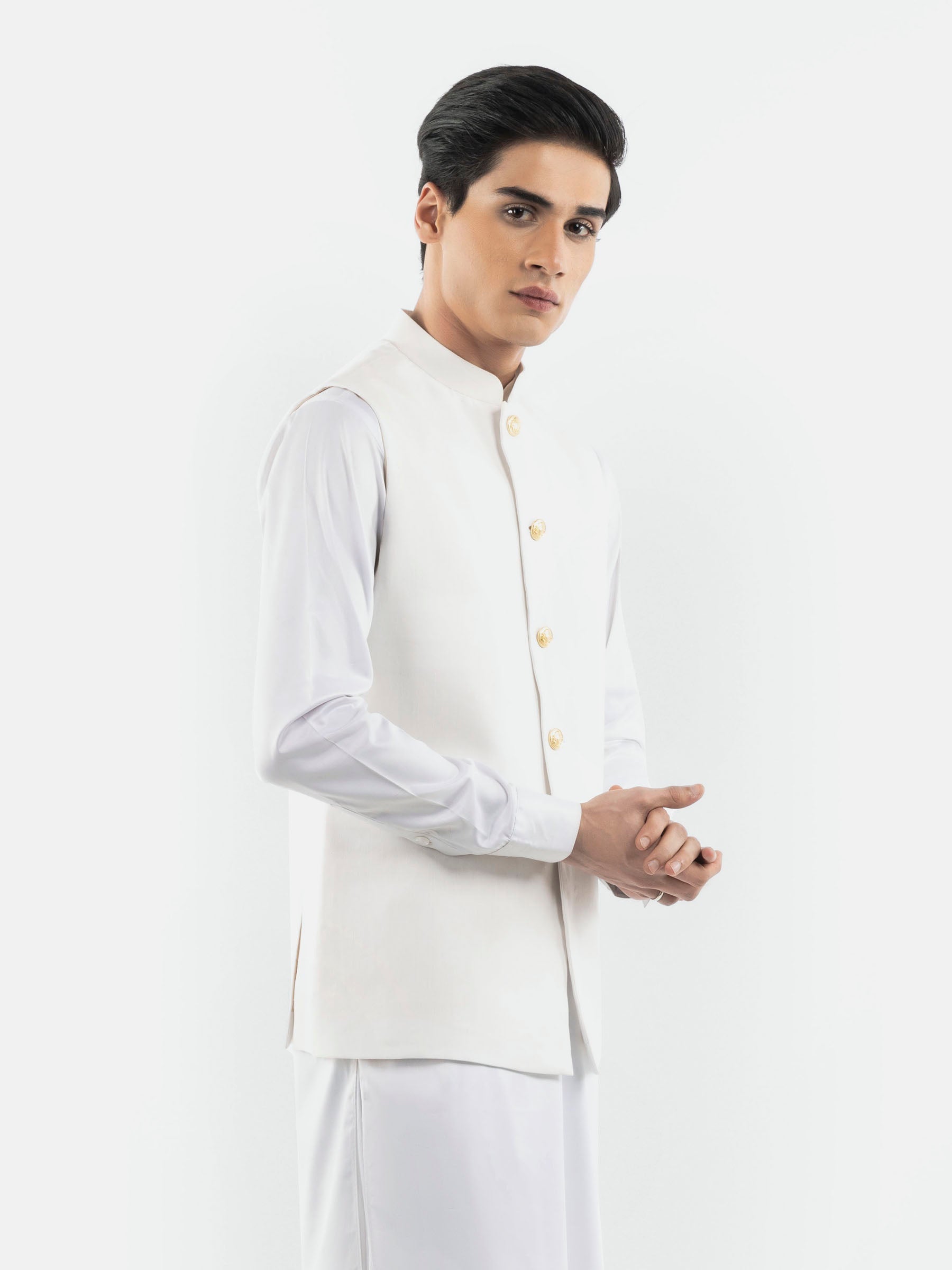 White Linen & Silk Sartoria Waistcoat