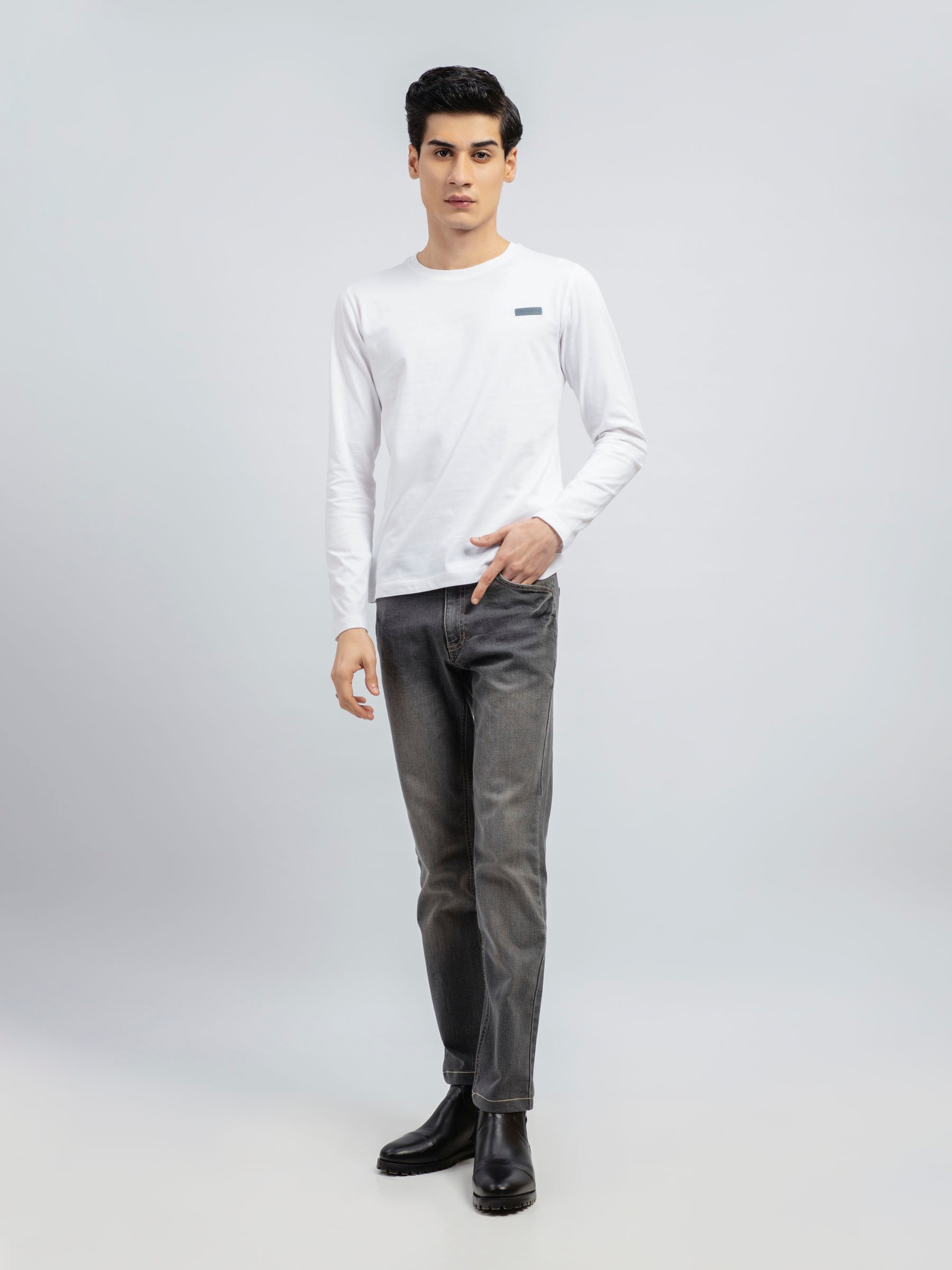 White Long Sleeve Crew Neck T-Shirt