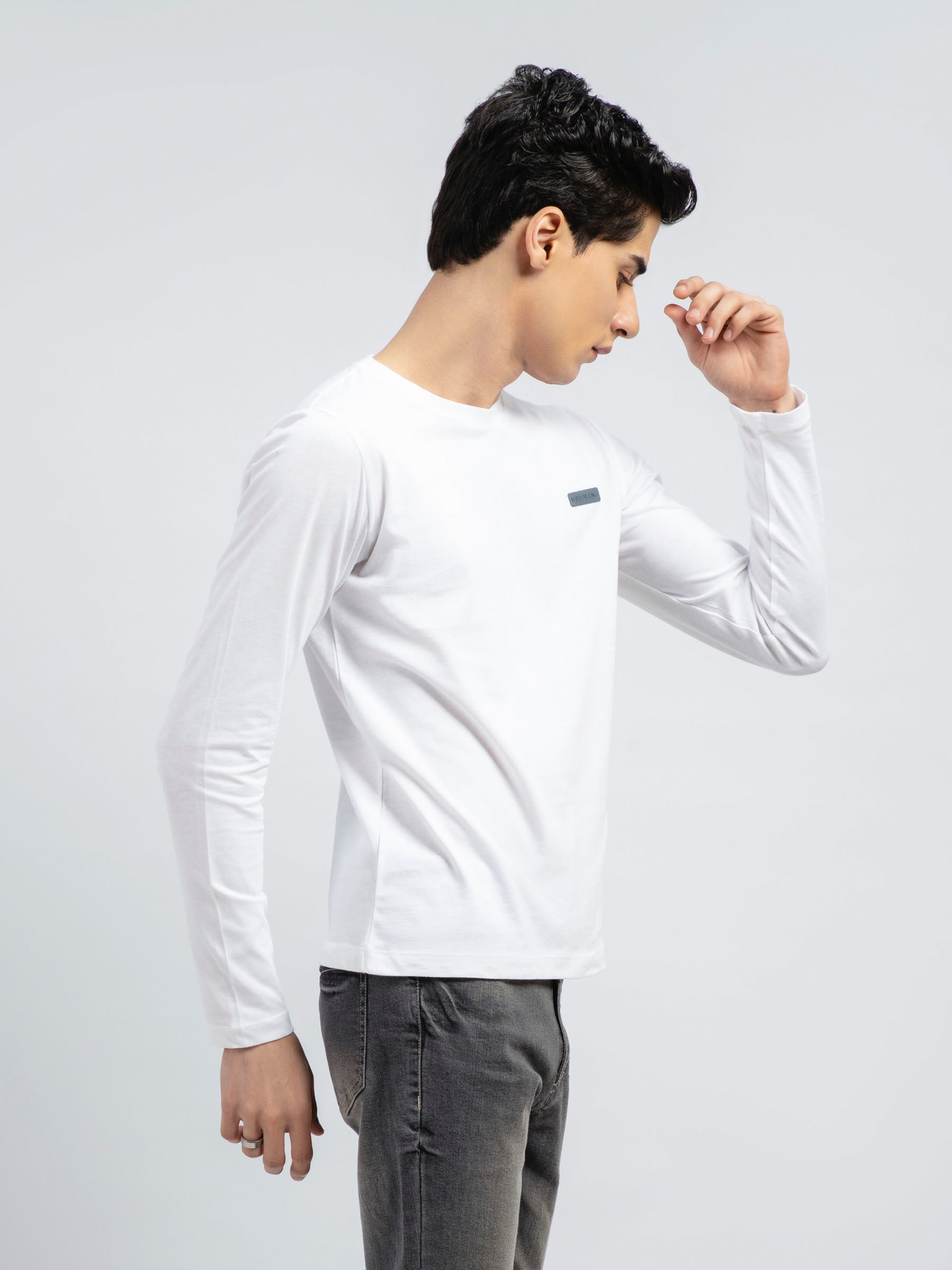 White Long Sleeve Crew Neck T-Shirt