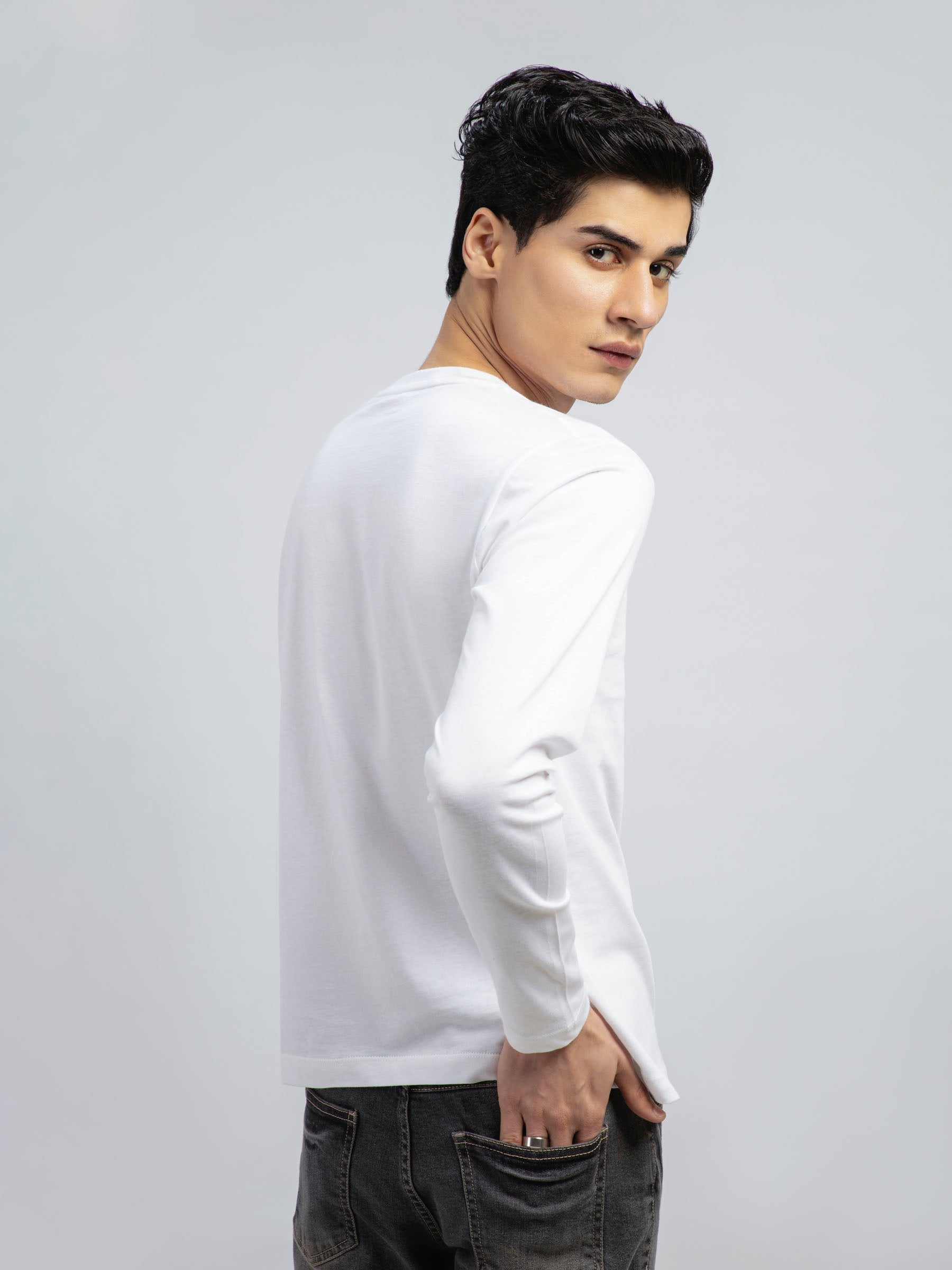 White Long Sleeve Crew Neck T-Shirt